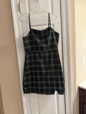 NWT Plaid Black & Green Dress with Thin Adjustable Straps